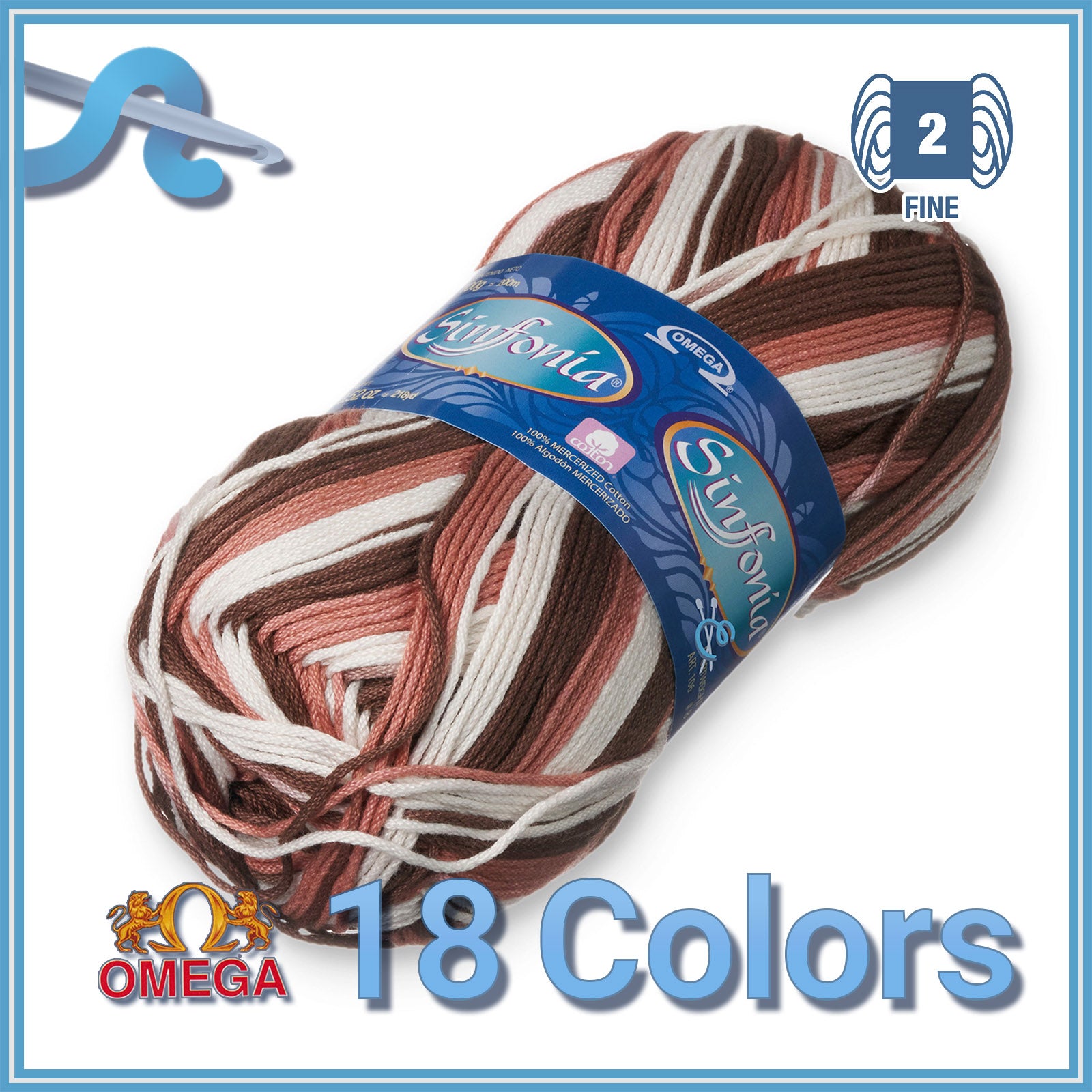 SINFONIA [100grs] by Omega - Elegant Fine 100% Mercerized Cotton Yarn