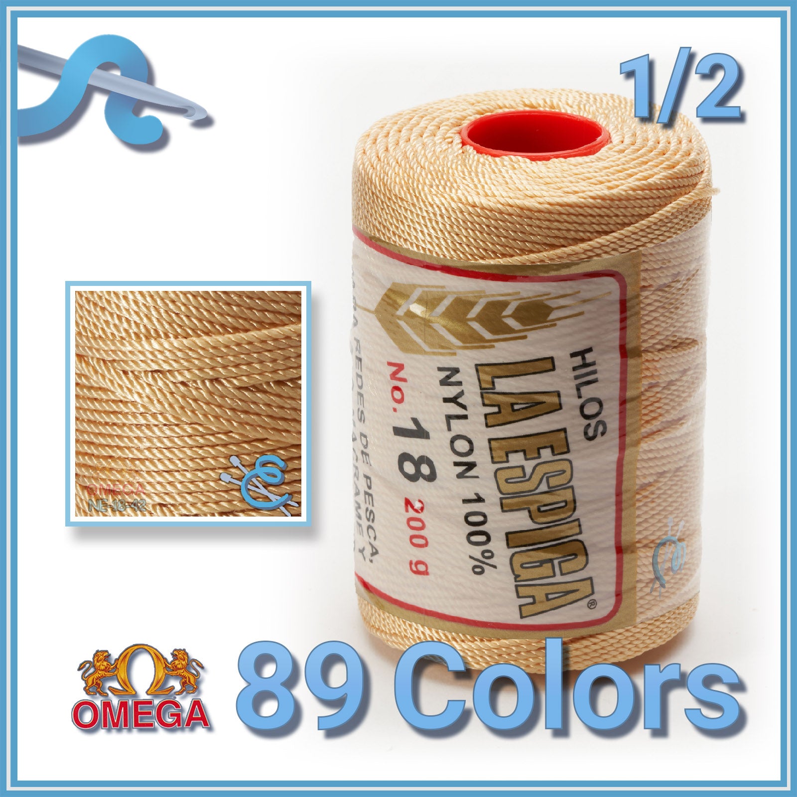Sedería Don Chicho - Hilos la Espiga Nº 18 de Omega fabricado en 100% Nylon  es un hilo perfecto para tejer a crochet bolsos, mochilas, carteras y otros  complementos, además de ser